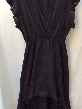 100% Cotton Valentina Naldi Made in Italy Black Eyelet Dress XL